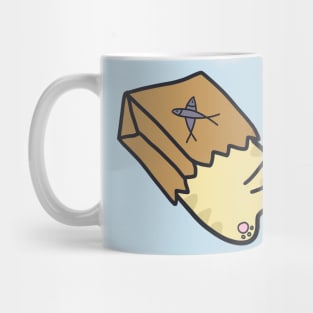 cute silly cat in paperbag design Mug